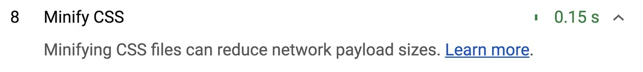 Lighthouse 缩小 CSS 审计Lighthouse 缩小 JS 审计