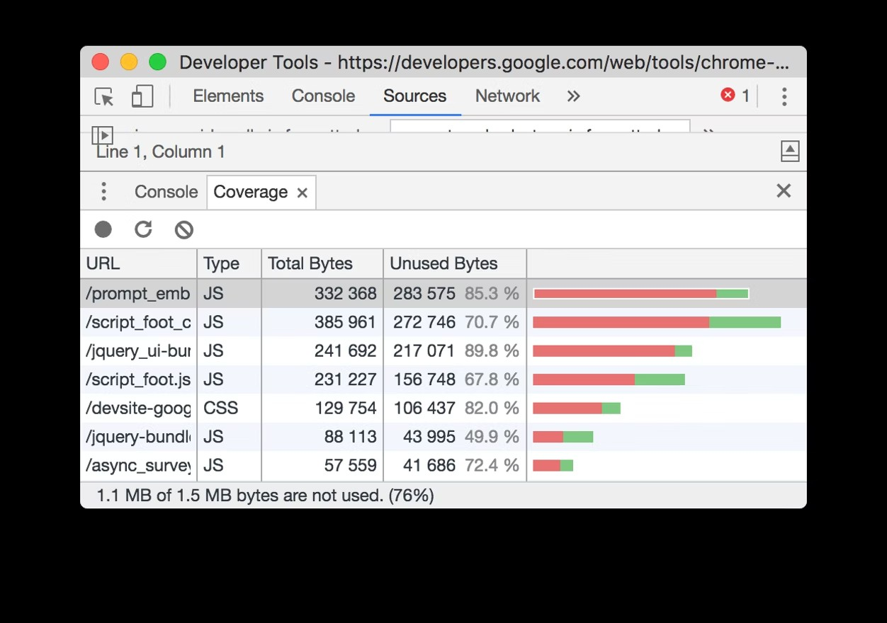 DevTools 中的代码覆盖
