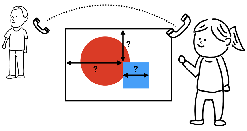 一个人站在一幅画前,电话线与另一个人相连