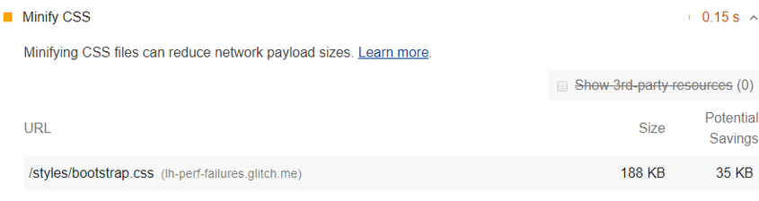 Lighthouse 审核 CSS 是否压缩的截图